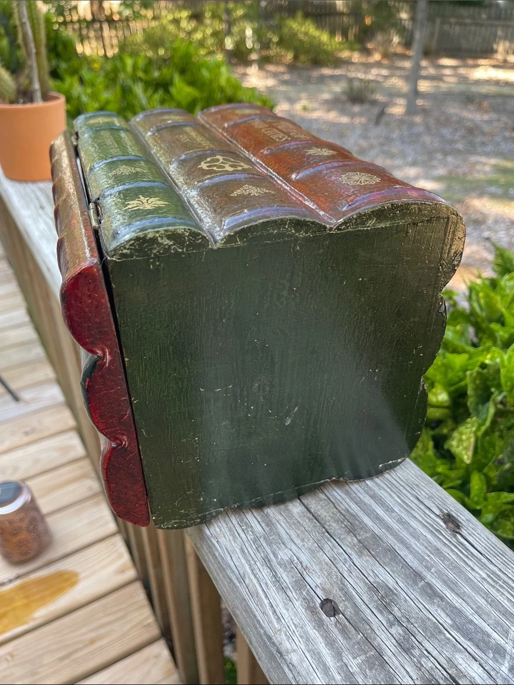 Vintage Faux Leatherbound Books Wood CD Holder Storage Cabinet